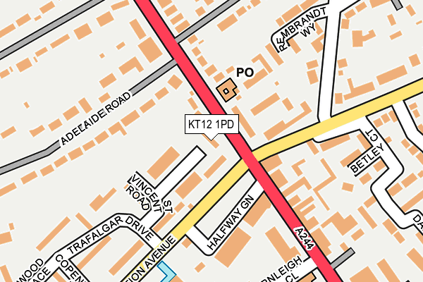 KT12 1PD map - OS OpenMap – Local (Ordnance Survey)