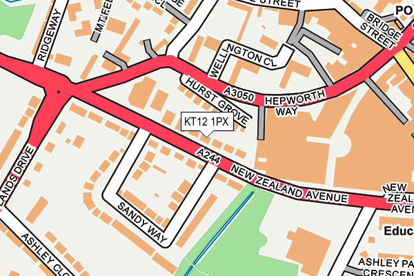 KT12 1PX map - OS OpenMap – Local (Ordnance Survey)