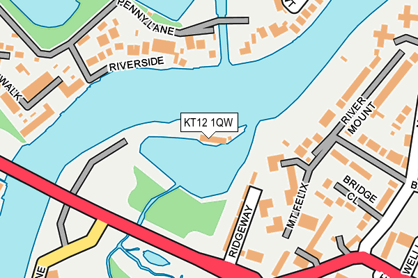 KT12 1QW map - OS OpenMap – Local (Ordnance Survey)