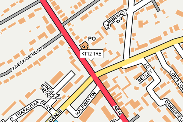 KT12 1RE map - OS OpenMap – Local (Ordnance Survey)