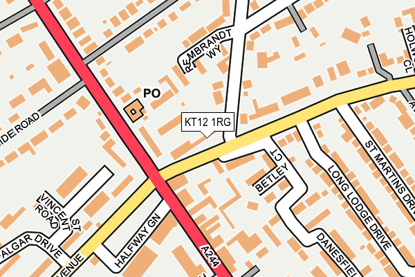 KT12 1RG map - OS OpenMap – Local (Ordnance Survey)