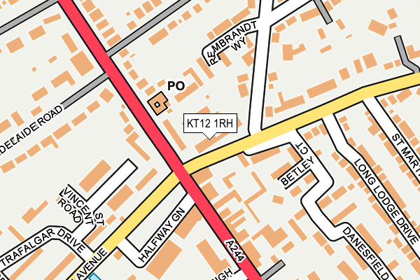KT12 1RH map - OS OpenMap – Local (Ordnance Survey)