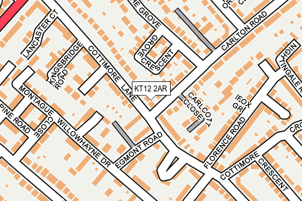 KT12 2AR map - OS OpenMap – Local (Ordnance Survey)