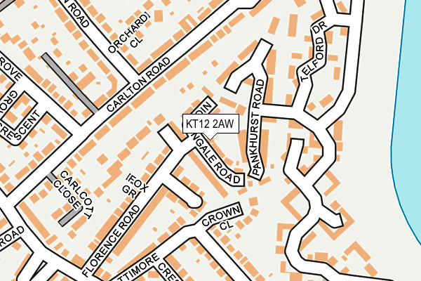 KT12 2AW map - OS OpenMap – Local (Ordnance Survey)