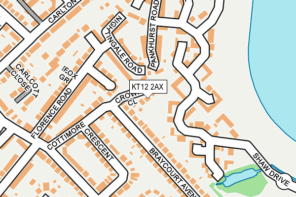 KT12 2AX map - OS OpenMap – Local (Ordnance Survey)