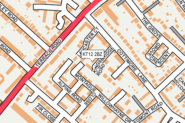 KT12 2BZ map - OS OpenMap – Local (Ordnance Survey)