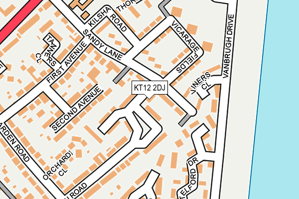 KT12 2DJ map - OS OpenMap – Local (Ordnance Survey)