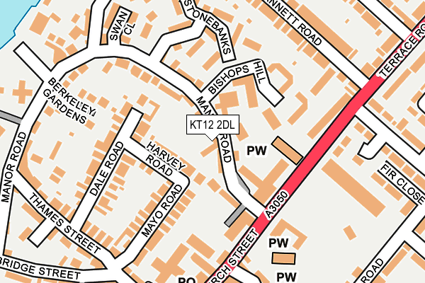 KT12 2DL map - OS OpenMap – Local (Ordnance Survey)