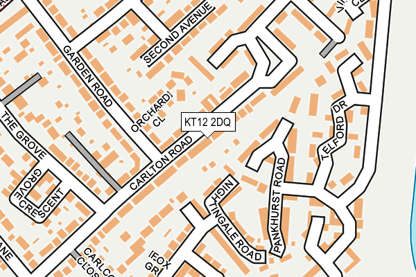 KT12 2DQ map - OS OpenMap – Local (Ordnance Survey)