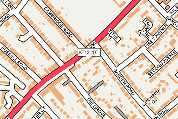 KT12 2DT map - OS OpenMap – Local (Ordnance Survey)