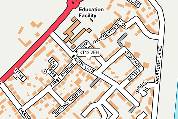 KT12 2EH map - OS OpenMap – Local (Ordnance Survey)