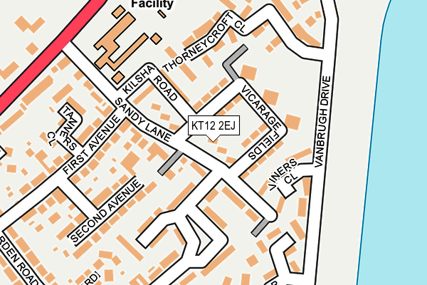 KT12 2EJ map - OS OpenMap – Local (Ordnance Survey)