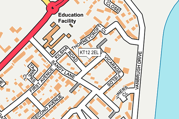 KT12 2EL map - OS OpenMap – Local (Ordnance Survey)