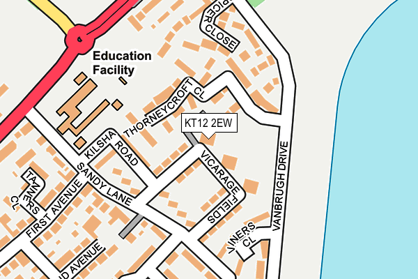 KT12 2EW map - OS OpenMap – Local (Ordnance Survey)