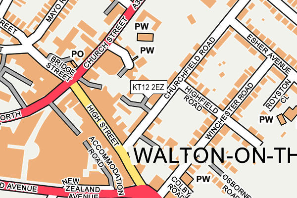 KT12 2EZ map - OS OpenMap – Local (Ordnance Survey)