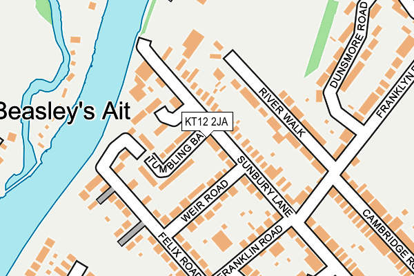KT12 2JA map - OS OpenMap – Local (Ordnance Survey)