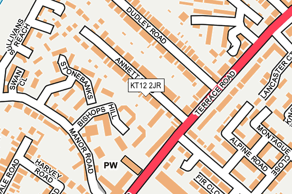 KT12 2JR map - OS OpenMap – Local (Ordnance Survey)