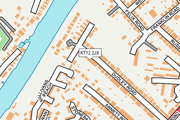 KT12 2JX map - OS OpenMap – Local (Ordnance Survey)