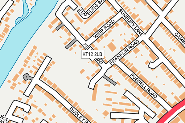 KT12 2LB map - OS OpenMap – Local (Ordnance Survey)