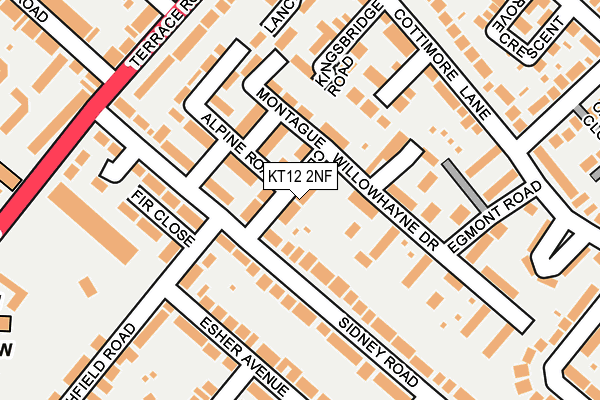 KT12 2NF map - OS OpenMap – Local (Ordnance Survey)