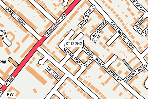 KT12 2NG map - OS OpenMap – Local (Ordnance Survey)