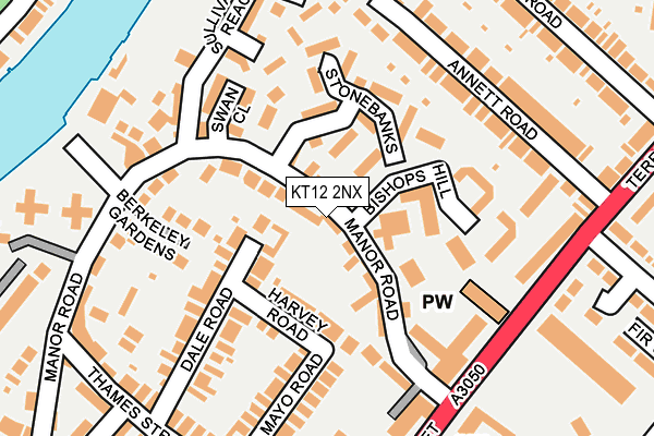 KT12 2NX map - OS OpenMap – Local (Ordnance Survey)