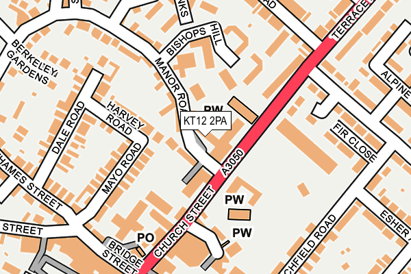 KT12 2PA map - OS OpenMap – Local (Ordnance Survey)