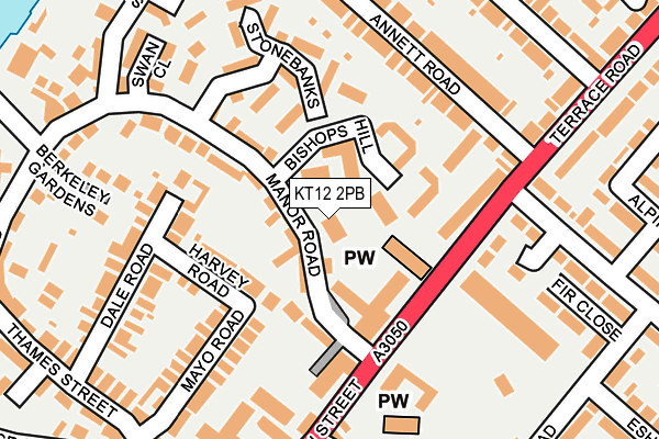 KT12 2PB map - OS OpenMap – Local (Ordnance Survey)