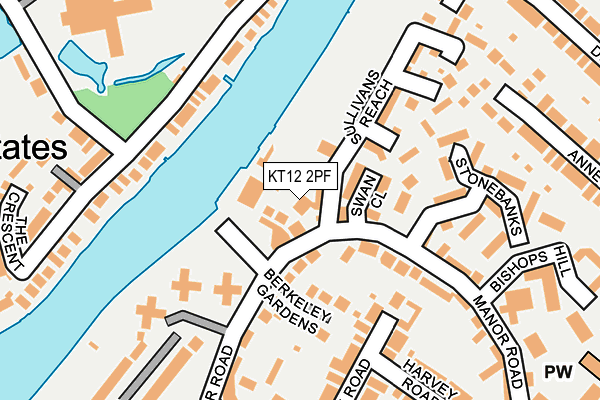 KT12 2PF map - OS OpenMap – Local (Ordnance Survey)