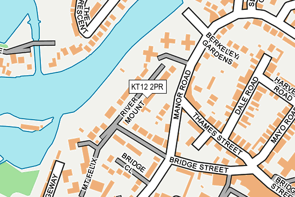 KT12 2PR map - OS OpenMap – Local (Ordnance Survey)