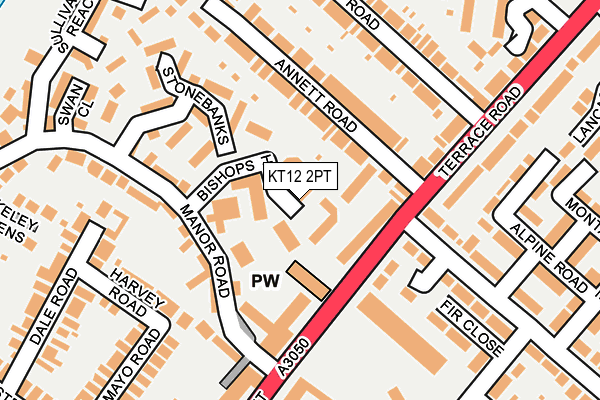 KT12 2PT map - OS OpenMap – Local (Ordnance Survey)