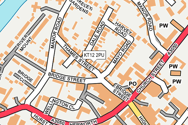 KT12 2PU map - OS OpenMap – Local (Ordnance Survey)