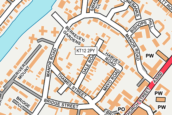 KT12 2PY map - OS OpenMap – Local (Ordnance Survey)