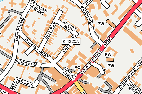 KT12 2QA map - OS OpenMap – Local (Ordnance Survey)