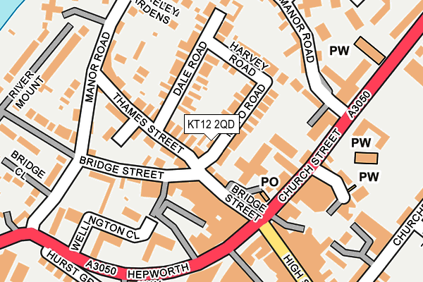 KT12 2QD map - OS OpenMap – Local (Ordnance Survey)