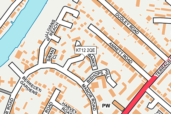 KT12 2QE map - OS OpenMap – Local (Ordnance Survey)