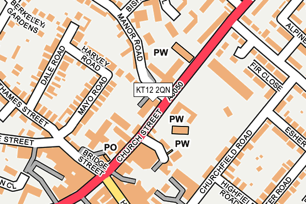 KT12 2QN map - OS OpenMap – Local (Ordnance Survey)