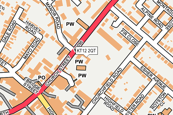 KT12 2QT map - OS OpenMap – Local (Ordnance Survey)