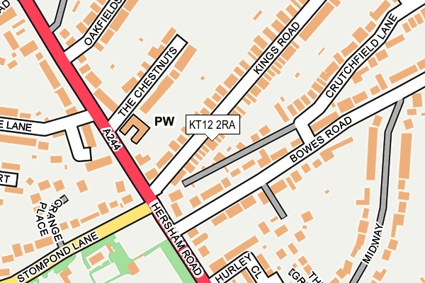 KT12 2RA map - OS OpenMap – Local (Ordnance Survey)