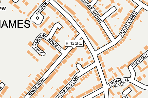 KT12 2RE map - OS OpenMap – Local (Ordnance Survey)