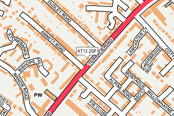 KT12 2SP map - OS OpenMap – Local (Ordnance Survey)