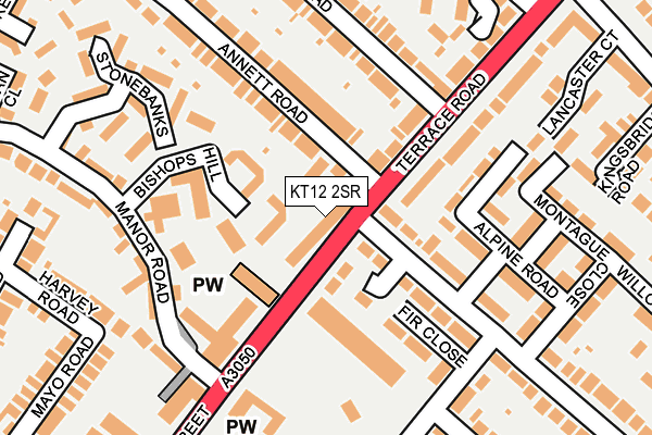 KT12 2SR map - OS OpenMap – Local (Ordnance Survey)