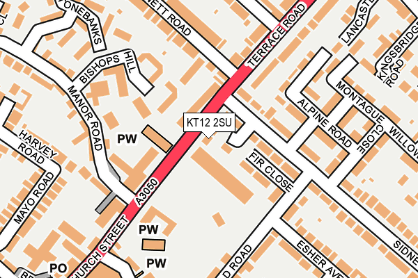 KT12 2SU map - OS OpenMap – Local (Ordnance Survey)