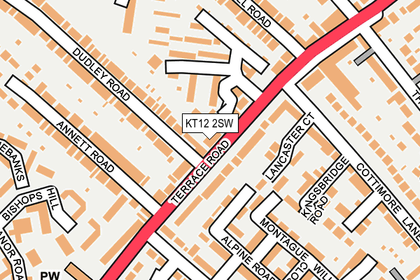 KT12 2SW map - OS OpenMap – Local (Ordnance Survey)
