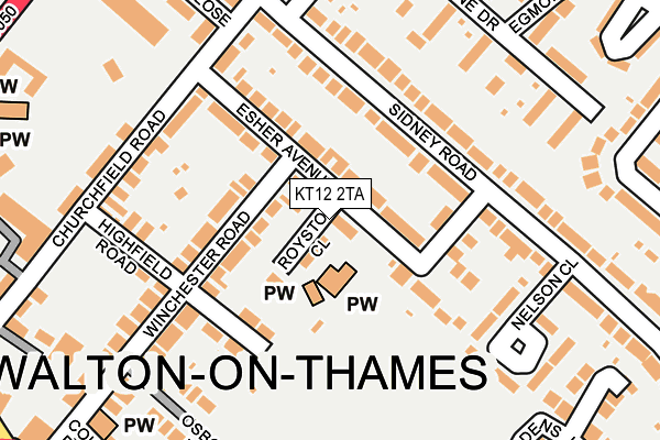 KT12 2TA map - OS OpenMap – Local (Ordnance Survey)