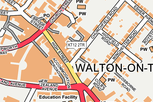 KT12 2TR map - OS OpenMap – Local (Ordnance Survey)