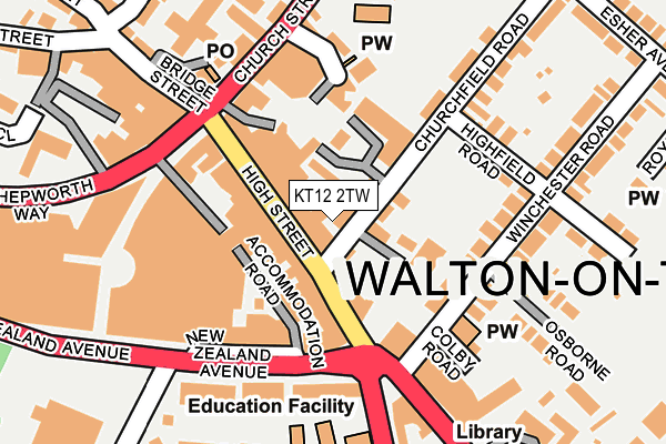 KT12 2TW map - OS OpenMap – Local (Ordnance Survey)