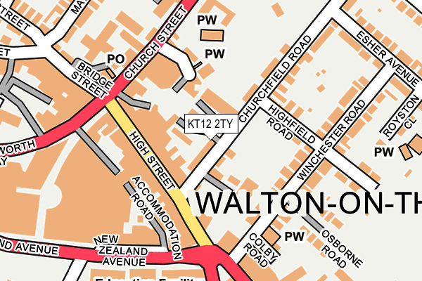 KT12 2TY map - OS OpenMap – Local (Ordnance Survey)