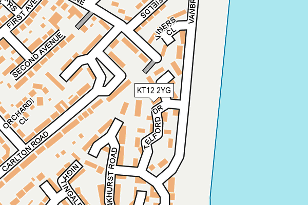 KT12 2YG map - OS OpenMap – Local (Ordnance Survey)