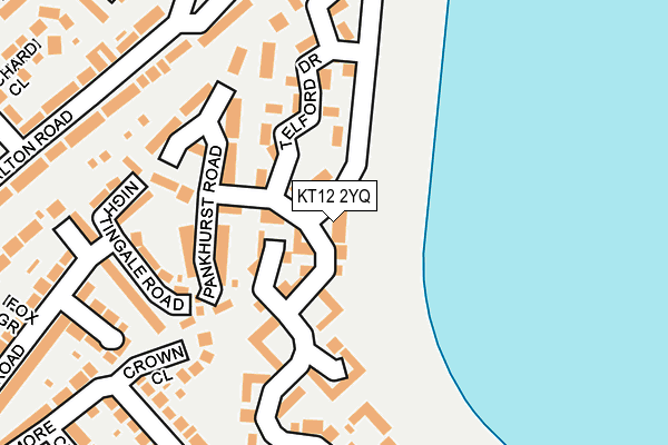 KT12 2YQ map - OS OpenMap – Local (Ordnance Survey)